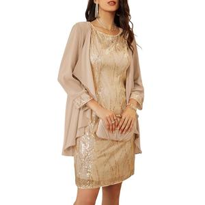 GRACE KARIN Sequin Dress Formal Dresses for Women Evening Party Sequin Dress for Wedding Guest Gold XL