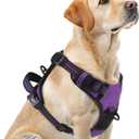 PUPTECK No Pull Dog Harness for Large, Adjustable Reflective Dog Harness with Handle Easy Control, Comfortable Soft Padded Pet Vest Harness for Dogs, Solid Purple L