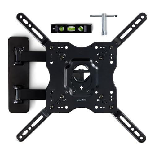 Amazon Basics Full Motion Articulating TV Wall Mount, with Swivel and Tilt, for 26" to 55" TVs and Flat Panels up to 80 Lbs, VESA Compatible, Black