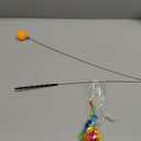 Potaroma Suction Cup Cat Wand Toys, Dual-Wand Interactive Kitten Toy for Indoor Cats with 5 Pcs Feathers Balls Attachments, Charcoal Base