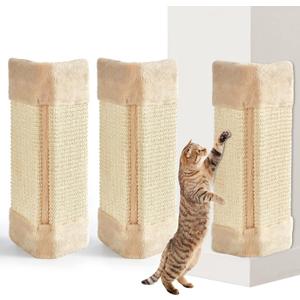 Taiyin 3 Pack Corner Wall Cat Scratcher, Wall-Mounted Sisal Cat Scratch Pad, Vertical Cats Scratcher for Indoor Cats, Includes Wall Fixings