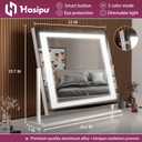 Hasipu Vanity Mirror with Lights, 24.2" x 19.7" LED Makeup Mirror, Light up Mirror with 10X Magnification, Smart Touch 3 Colors Dimmable, Brightness Adjustment, 360 Rotation (Right Angle White)