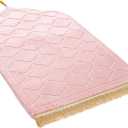 Extra Thick Padded Islamic Prayer Mat for Muslim, Soft Pink Non-Slip Praying Mat & Portable Travel Prayer Rug, Elegant Gift for Eid Ramadan Hajj, with Tassels