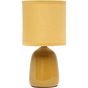 Simple Designs LT1134-MST 10.04" Tall Traditional Ceramic Thimble Base Bedside Table Desk Lamp w Matching Fabric Shade for Decor, Nightstand, Bedroom, Living Room, Entryway, Office, Mustard Yellow