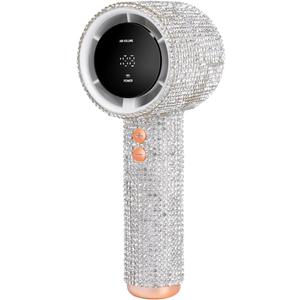 Portable Handheld Turbo Fan - Fashion Full Diamond 1800mAh USB Rechargeable Personal Battery Operated Mini Small Pocket Mini Fan for Travel/Outdoor/Vacation/Beach/Outdoor Activities (White)