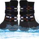 PUPTECK Dog Shoes for Hot Pavement Small Medium Large Size Dogs, Booties and Paw Protectors for Hardwood Floors, Grippy Socks to Prevent Licking Rubber Rain Hiking Boots for Senior Anti Slip (Checkered)