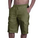 Men's Linen Shorts Casual Cotton Elastic Waist Drawstring Summer Beach Vacation Shorts with Pockets L