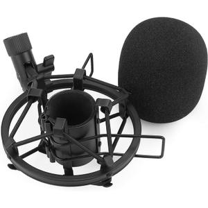 SUNMON SM58 Microphone Shock Mount Holder with Foam Windscreen for Absorbe Vibration and Noise, Pop Filter Suitable for SM58LC, SM58CN Dynamic Mic