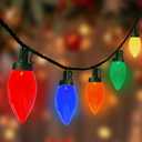 C9 Christmas String Lights Outdoor, 26FT 50 LED Vintage Multicolor Fairy Lights, Plug in UL Listed Waterproof Connectable Christmas Tree Lights for Home, Roofline, Garden, Patio Decor, Green Wire