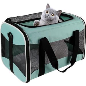 Cat Carrying Case - Pet Carrier, Up to 30Lbs Soft Sided Protable and Breathabl Pet Travel Carrier, Pet Travel Carrier Removable Fleece Pad, Collapsible for Large Cats Small Dogs (X-Large, Green)