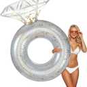 Thickened Inflatable Pool Floats Diamond Rings for Adults, Glitter Bachelorette Party Wedding Decorations Bridal Shower Gifts, Engagement Photo Props, Swim Tubes Pool Lounging Supports 265 lbs