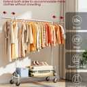 Extendable 49.8-74.8" W Stainless Steel Clothes Rack, Silver