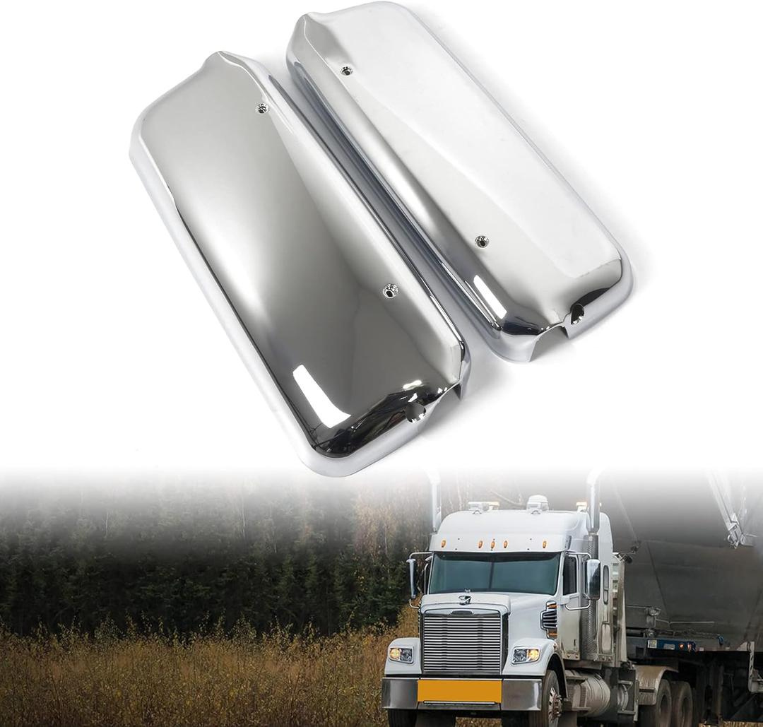 Pair Chrome Door Mirror Covers Driver & Passenger Side Fit for 2005-2017 Freightliner Century & Columbia Trucks