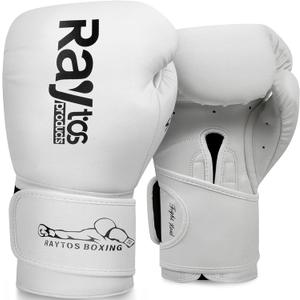 Boxing Gloves for Men & Women Pro Training | Wrist Protection 15 Hook & Loop | Triple Latex Padding | PU Leather for Muay Thai MMA Kickboxing Sparring|Sizes 10-16 oz (White)