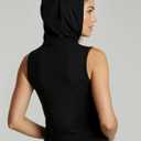 Real Essentials 3 Pack: Women's Dry-Fit Sleeveless Cropped Tank Top Hoodie - Athletic Crop Sweatshirt (XXL)