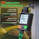 Sprinkler Timer for Garden Hose, Upgrade 10 Program Water Timer with Auto Rain Delay, IP54 Waterproof 3.3“ Large LCD Drip Irrigation System Timers for Plant, Yard, Lawns, Outdoor