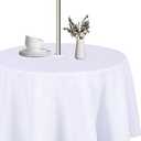 LUSHVIDA Round Outdoor Tablecloth with Umbrella Hole and Zipper, 60 Inch White for 20-48 Inch Tables, Washable Waterproof Table Cloth Spill Proof Wrinkle Free Table Cover for Patio Summer Picnic BBQS, WHite