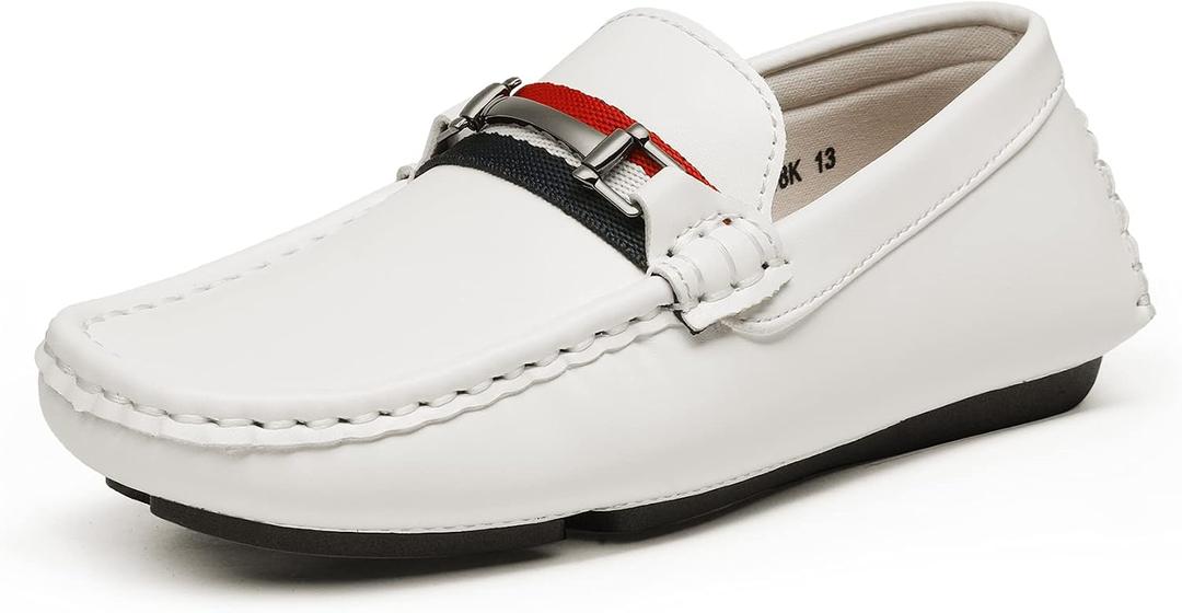 Bruno Marc Boy's Loafer Slip-On Dress Shoes,Size 11 Little Kid,White,SBLS218K