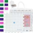 Svartur Interlocking Blocking Mat for Knitting and Crochet Projects, 9 Pack Knitting Blocking Mats with Blocking Comb Pins, T-pins, Crochet Blocking Board, Knitting Mat with Grid Line, Storage Bag