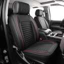 JOJOBAY Chevy Silverado Seat Covers,GMC Sierra Seat Covers,Custom Fit 2007-2025 1500 2500HD 3500HD Crew Double Extended Regular Cab,LT LZT RST Trail Boss(Front Pair,Black Red)