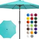 JEAREY 10FT Outdoor Patio Umbrella Outdoor Table Umbrella with Push Button Tilt and Crank, Market Umbrella 8 Sturdy Ribs UV Protection Waterproof for Pool, Garden (Turquoise)