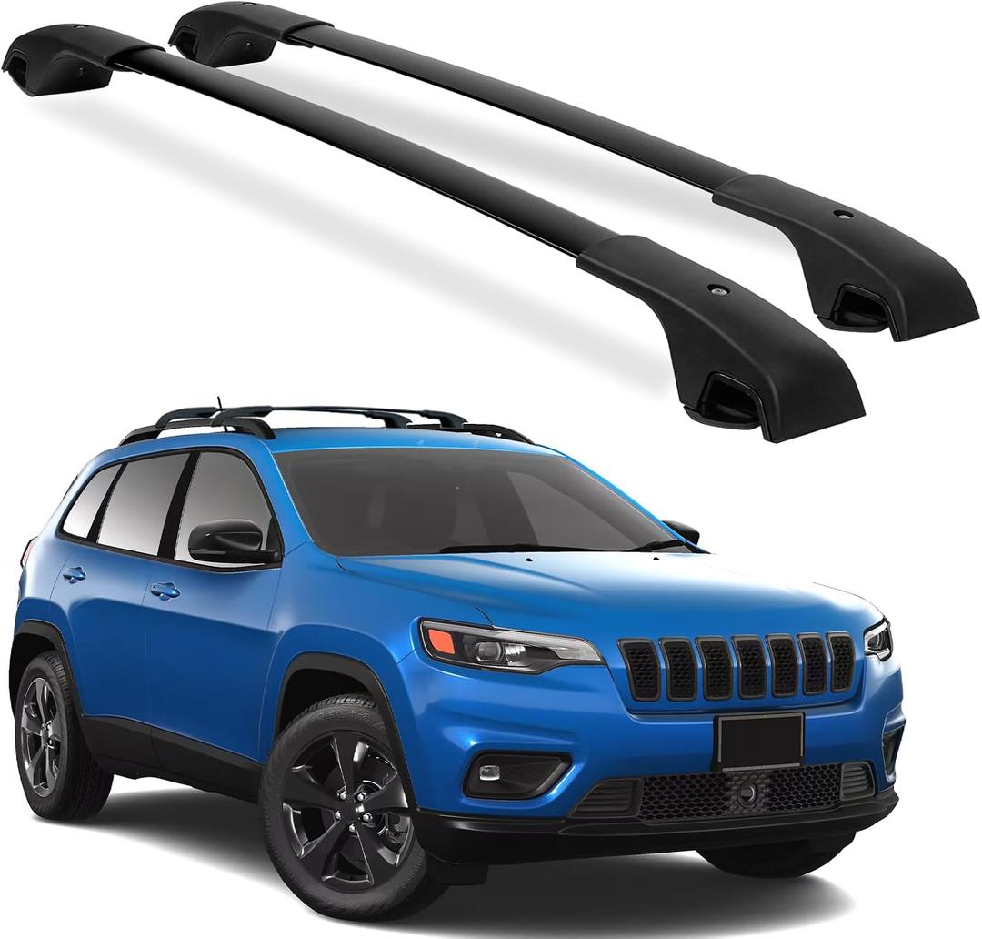 Roof Rack Cross Bars for 2014-2023 Jeep Cherokee Accessories, Aluminum Roof Rack Crossbars Storage Accessories, Bicycle Rack, Kayak Rack, Cargo Box Rack, Cargo Carrier Rack, Ski Rack