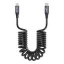 AGVEE 3ft Coiled Short USB-C to Lightning Charging Cable [MFI Certified] 30W PD Fast Charger Cord in Car for iPhone 14/13/12/11/XS/8/7/6/5 CarPlay, iPad, iPod, Dark Gray