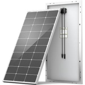HQST 100 Watt 12V Monocrystalline Solar Panel with Solar Connectors, High Efficiency Module PV Power for Battery Charging Boat, Caravan, RV and Any Other Off Grid Applications