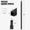 30 Pack 1/2" x 44" Wrought Iron Balusters, Square Hollow Metal Balusters, Deck Balusters, Black Metal Balusters for Stairs, Straight Stair Banister Spindles Railing