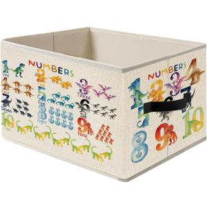 Numbers Dinosaur Storage Bins, Colorful 1-10 Educational Dino Foldable Closet Organizers Storage Basket Toybox for Toddler Playroom Nursery Preschool Classroom Clothes Bed Sheets Blankets Toys