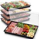 Shellwei 5 Pack Extra Large Charcuterie Board with Lids, 18 x 12 Inch Plastic Catering Trays for Cookies, Desserts, Candy, Reusable Serving Platters for Travel Party