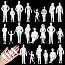 Namalu 50 Pcs 1:25 Scale White Unpainted Mini People Figures Miniature People for Model Train Architectural Standing and Sitting Mini Diorama Figures for Architectural Project Miniature Scenes