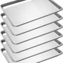 6 Pack Half Size Baking Sheet Pan, Aluminum Commercial Cookie Sheet Pan, Durable & Anti-Stick 18”x 13”, 6-pack Solid Half Size
