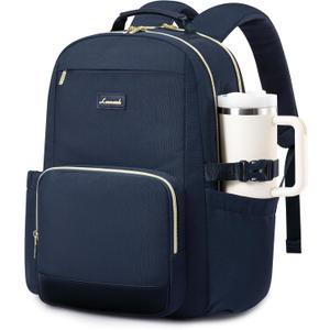 LOVEVOOK Laptop Backpack for Women with Pouch Pocket for Large Capacity Cup, 15.6 Inch Laptop Computer Bag Travel Backpack Purse, Waterproof Work Business Backpack College Teacher Bags, Dark Blue
