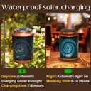 Birthday Gifts for Women Mom Grandma Wife, Solar Lanterns Outdoor Waterproof, Metal Hanging Lights Garden Decor, LED Decorative Lantern for Patio Porch Backyard, Blue, 4 Pack
