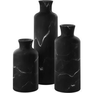 Creative Scents Black Marble Look Vase Set - Vases Home Decor, Premium Quality for Holding Pampas Grass, Dried/Fresh Flowers, Vases for Decor - Kitchen, Bedroom, Office, Living Room, or Shelf Decor, 2.95"L x 2.95"W x 10"H