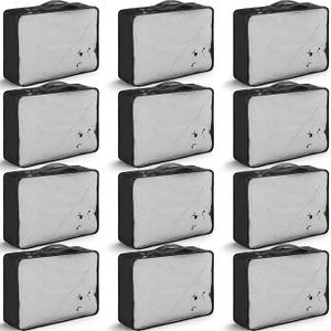 Tudomro 12 Pcs Large Packing Cubes Luggage Organizers for Suitcase Mesh Travel Organizer Bags Travel Packing Organizers for Traveling Camping Hiking (Black,15.8 x 11.8 x 4.3 Inch)