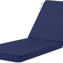 Chaise Lounge Cushions Outdoor, 72"x21"x3" Triple-Waterproof Outdoor Chair Cushions with Removable Cover, 4 Adjustable Ties Lounge Chair Cushions for Outdoor Furniture, Navy
