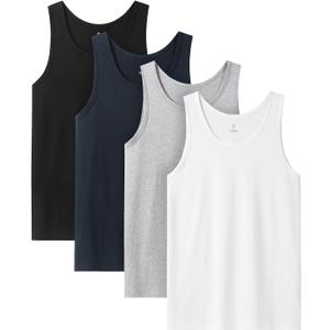 LAPASA Men's 100% Cotton Tank Top Ultra Soft Sleeveless Crewneck Breathable A-Shirts Basic Solid Undershirts Vest 3 Pack M36 XXL