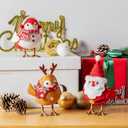 Christmas Decorations Birds Ornaments, Tiered Tray 3 Bird Plush for Figurine Party Table Shelf Home Mantel Fireplace Decor Xmas Birds