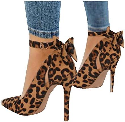 Fashare Womens High Heels Bow Tie Back Sexy Stiletto Ankle Strap Wedding Dress Pumps Shoes, 7.5, A-leopard