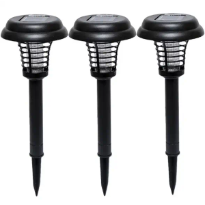 12-Pack Solar Post Lights, Outdoor Pathway & Fence Lights with Warm White 3000K LED, Auto On/Off Dusk to Dawn, Matte Black Metal & Glass, Tool-Free Installation, IP45 Waterproof [W58341]