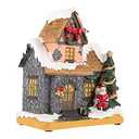 Beaupretty Christmas Village House Resin LED Light House Winter Snow Building with Santa Claus Decoration for Desktop Ornament (Assorted Color 1)
