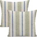 Boho Pillow Covers 22x22 Set of 2 Sage Green Blue Abstract Polka Dot Stripe Throw Pillow Covers Outdoor Decor Modern Minimalism Decorative Pillowcase Farmhouse Linen Cushion Case for Home Sofa
