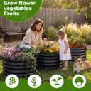 AHEONLAR 3PCS 2x2x2FT Galvanized Raised Garden Bed Kit Round Metal Flower Box Large Planter Raised Beds Outdoor Garden for Planting,Fruit,Herb Black