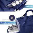 Sportsnew Gym Bag for Women with Shoe Compartment Wet Pocket and Yoga Mat Holder,Mens Duffel Bag for Travel with Laptop Compartment,Weekender Overnight Carry On Bag for Men(Blue Patent Pending)