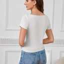 Dwnval Womens Cute Boat Neck Long Sleeve Crop Tops Soft Ribbed Knited Cropped Tees (White, M)