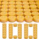 100 Pack Pure Beeswax Tealight Candles | Natural Unscented Beeswax Candles in Bulk, Clean Burning, Yellow