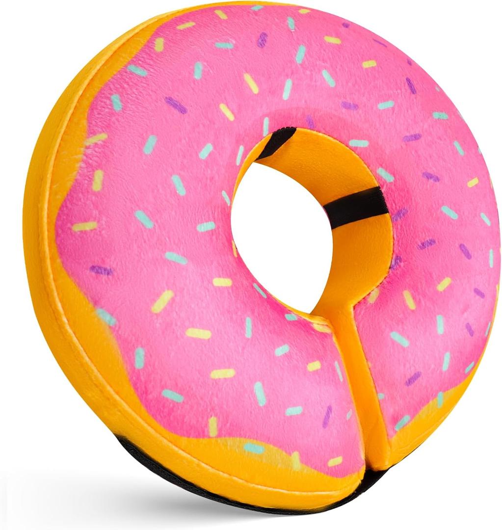 Katoggy Inflatable Dog Cone Collar for Dogs After Surgery, Soft Adjustable Blow up Donut Dog E-Collar for Small Medium Large Dog and Cats (Medium (Neck: 11"-15"), Yellow/Pink Cheese)