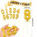 10pcs 3D Gold Number Cake Toppers 0-9 Happy Birthday Party Cake Decorations on Stick for 1st 16th 21st 30th 40th 50th Birthday Wedding Anniversary Party Supplies Decorations